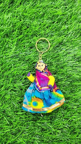 Handmade Radha Krishna Multi-Color Keychain - Pack of 1 Pair (1 Radha and 1 Krishna) - Multicolor