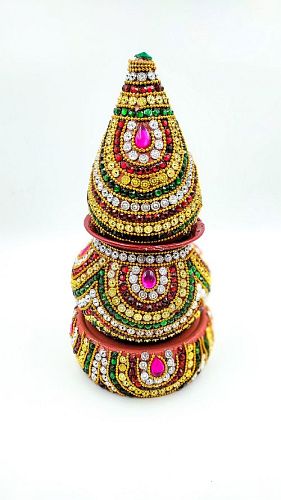 Mangal Kalash/Lota with Coconut and Indhoni Pot Holder for Pooja, Wedding, Decoration - Pack of 1 - Multicolor