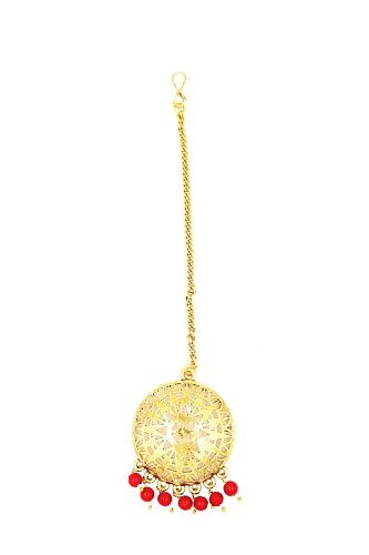 Pearl Coin Necklace Earring & Maangtikka Set for Women - 