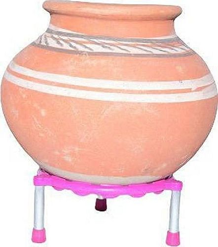 Pack of 2 Multipurpose Single Ring Matka/Water Pot Stand with Stainless Steel Legs for Kitchen-Multicolour - Multicolor
