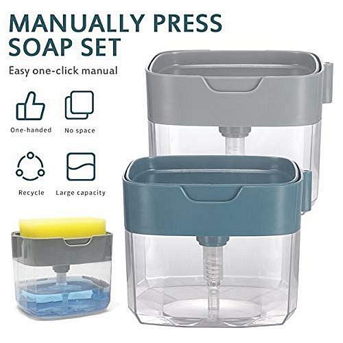 2 in 1 Soap Dispenser for Dishwasher Liquid Holder , Liquid Dispenser Through Pump ( Multi-Color , 400 ML) with Sponge - 