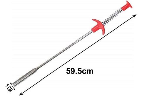 Stainless Steel Hair Catching Drain Cleaner Wire Spring Sink Cleaning Stick (Silver; 59.5 cm) - 