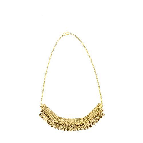 Choker Necklace Gold Rhinestone Short Chain Jewelry for Women and Girls - Golden