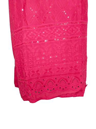 Womens embroidered pink straight kurta - XL