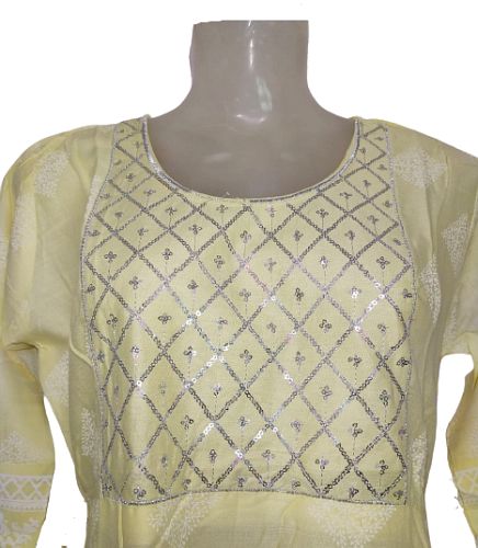 Womens best embroidered long frock pattern kurta - XL
