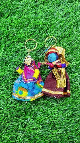 Rajasthani Handmade Radha Krishna Multi-Color Keychain - 